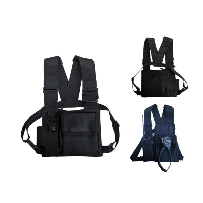 Two Way Radio Carry for CASE Reflective Walkie Talkie Shoulder Holster Vest Rig Chest Harness Holder Bag Front Pack Pouc K1KF