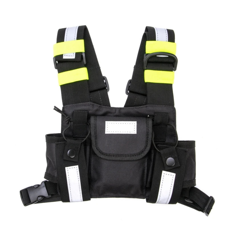 Walkie Talkie Chest Harness Holder Bag Universal Radio Shoulder Holster Two Way Radio Front Pack Reflective Vest