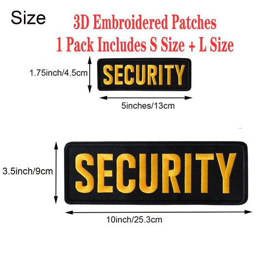 Large Tactical Badge Security Patches, 3D Embroidered Cloth Appliques, L Size and S Size for Uniform, Pet, Bags, 2 Pack