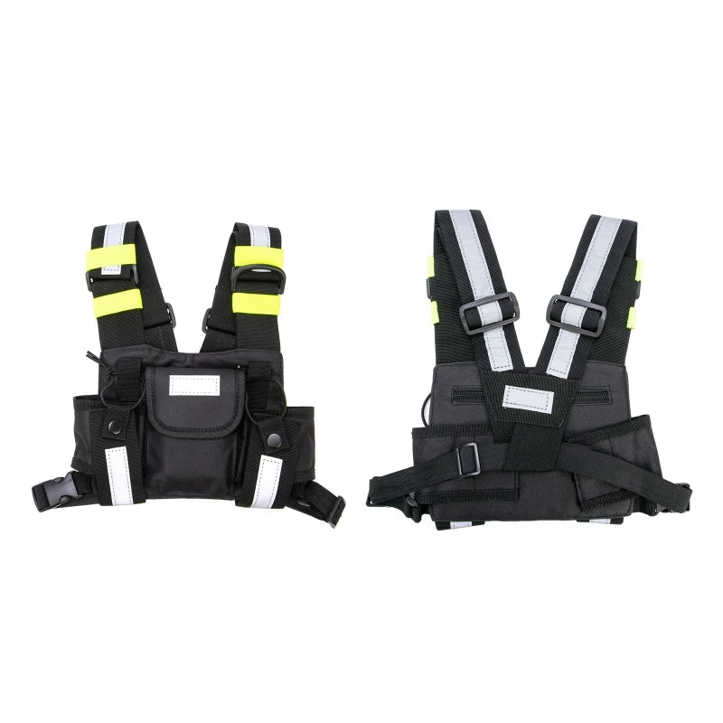 Walkie Talkie Chest Harness Holder Bag Universal Radio Shoulder Holster Two Way Radio Front Pack Reflective Vest