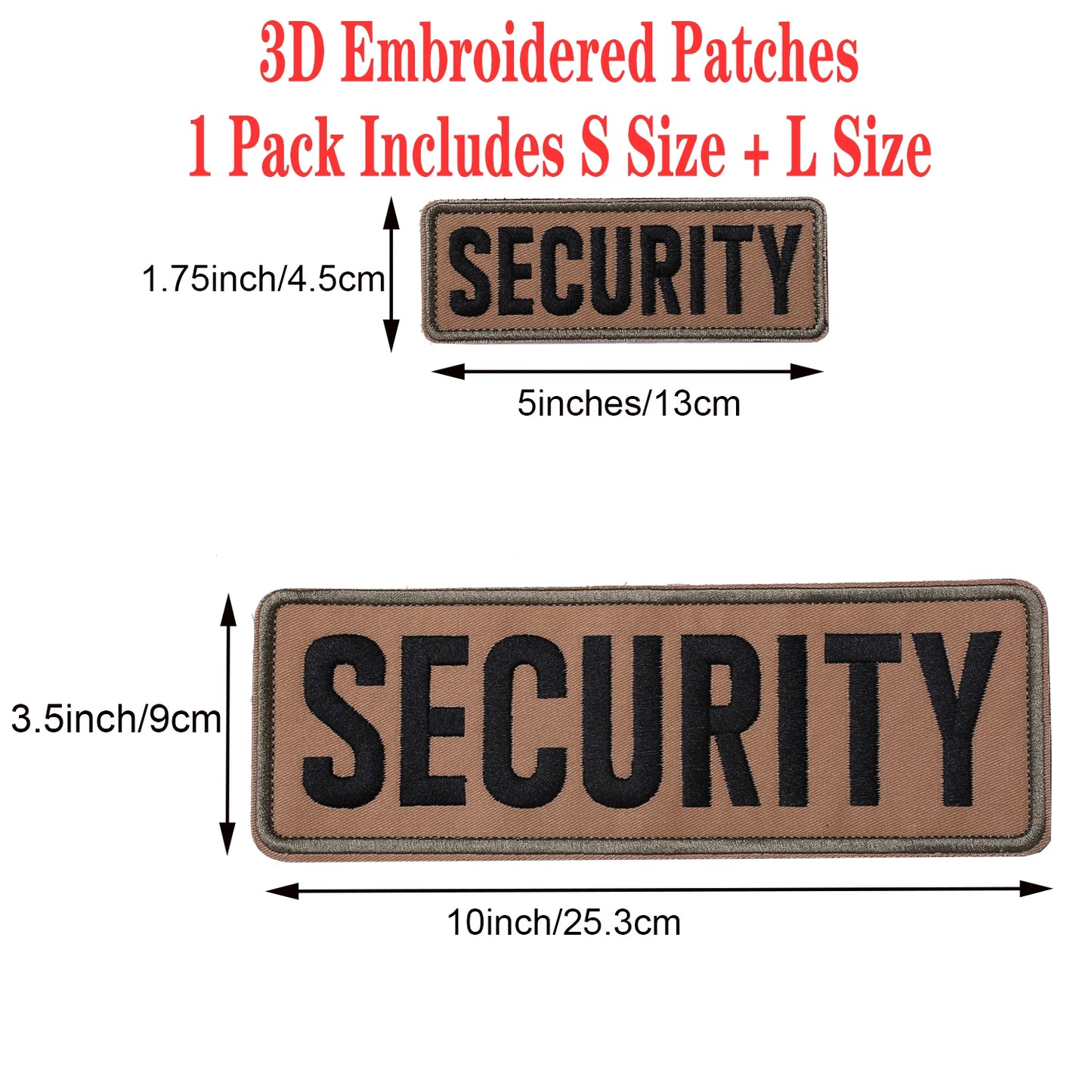 Large Tactical Badge Security Patches, 3D Embroidered Cloth Appliques, L Size and S Size for Uniform, Pet, Bags, 2 Pack