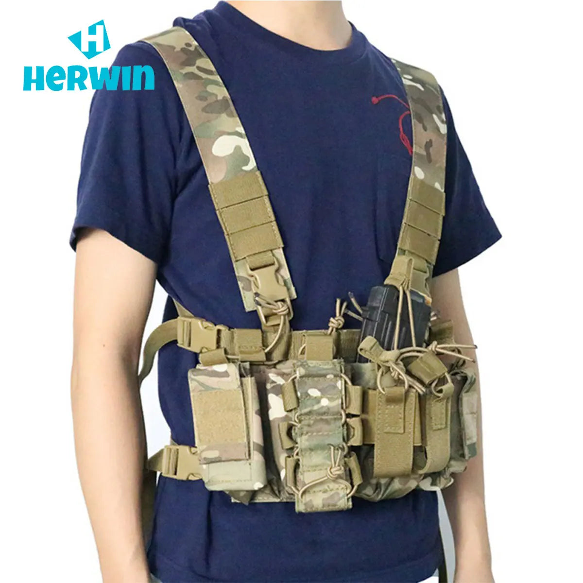 Hunting Clothes Tactical Magazine Pouch Holders Molle Radio Bags Vest Men Quick Release Bullet Clip Phone Water Bottle Vest