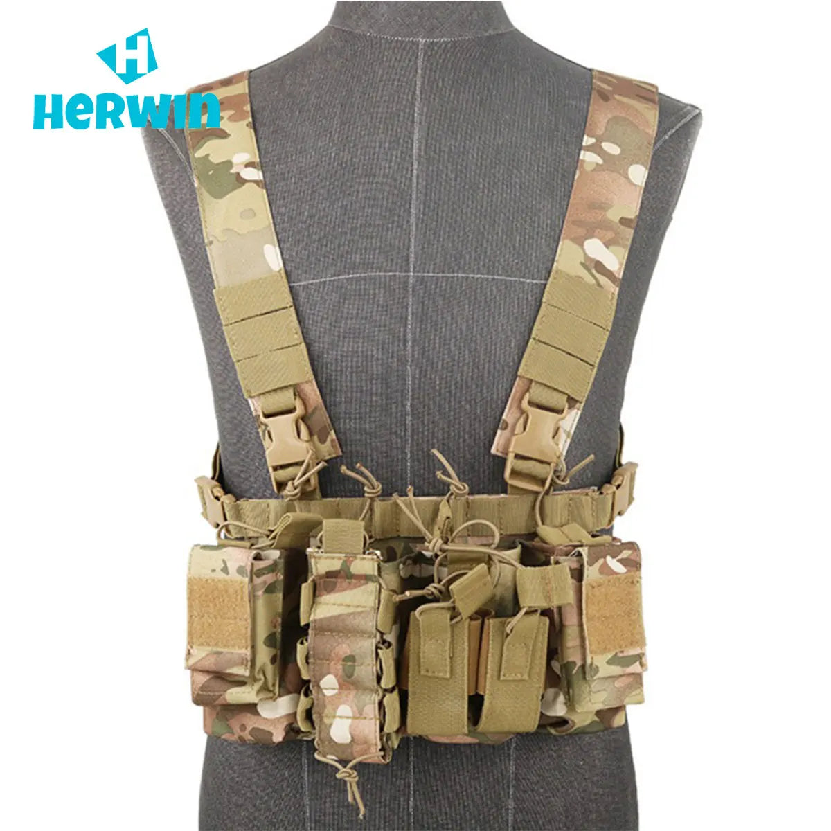 Hunting Clothes Tactical Magazine Pouch Holders Molle Radio Bags Vest Men Quick Release Bullet Clip Phone Water Bottle Vest