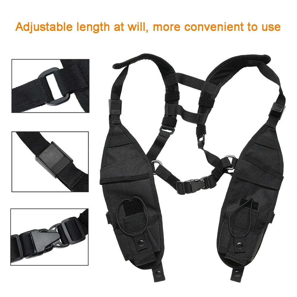 Radio Shoulder Harness Holster Chest Holder Universal Vest Rig Nylon Two-Way Radio Cases Walkie Talkie Search Rescue Essentials