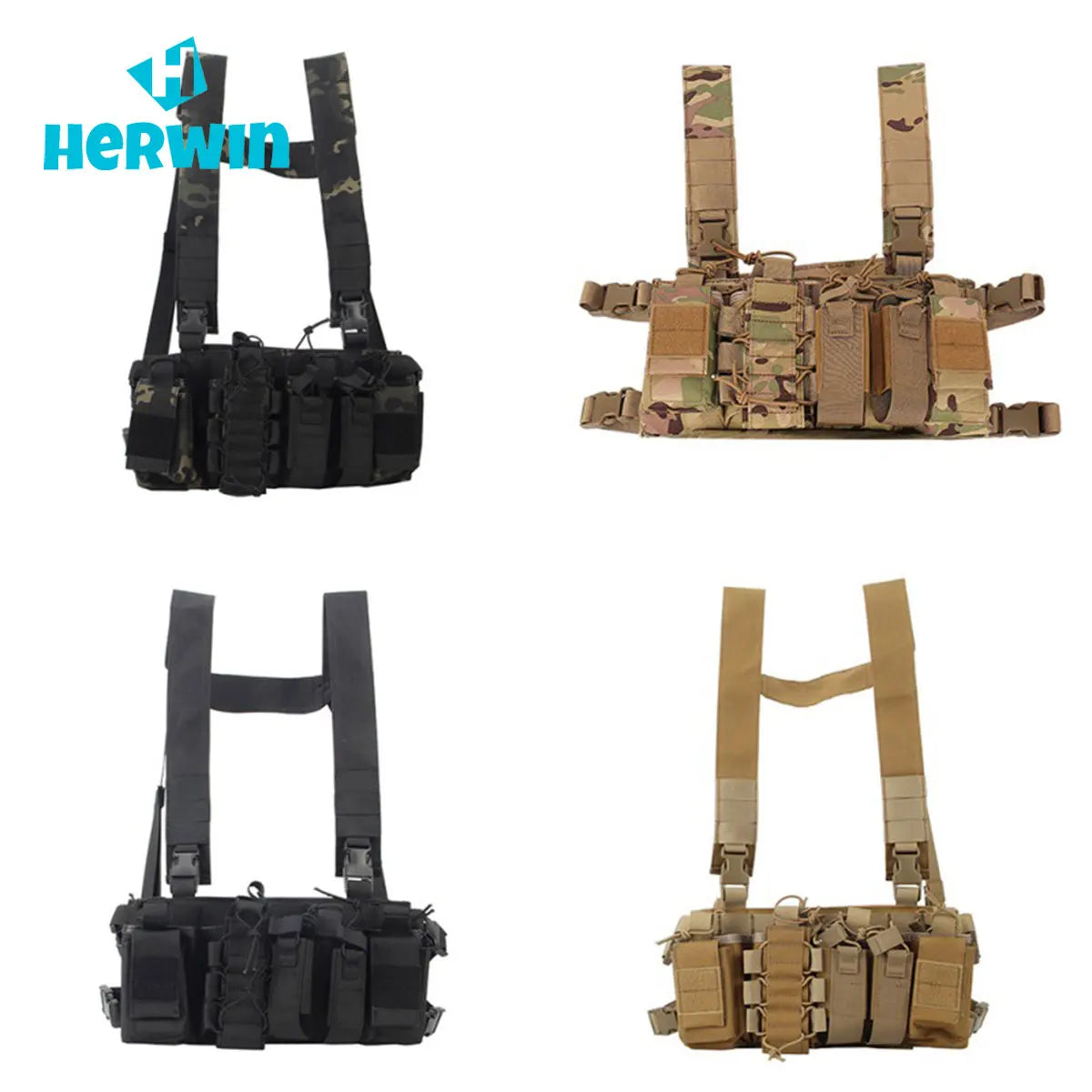 Hunting Clothes Tactical Magazine Pouch Holders Molle Radio Bags Vest Men Quick Release Bullet Clip Phone Water Bottle Vest