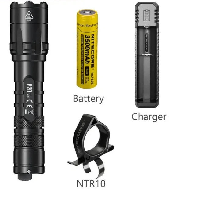 NITECORE P20 V2 Strong Light 1100 Lumens Instantaneous Flash LED Portable Tactical Flashlight Search Torch Lamp18650 Battery