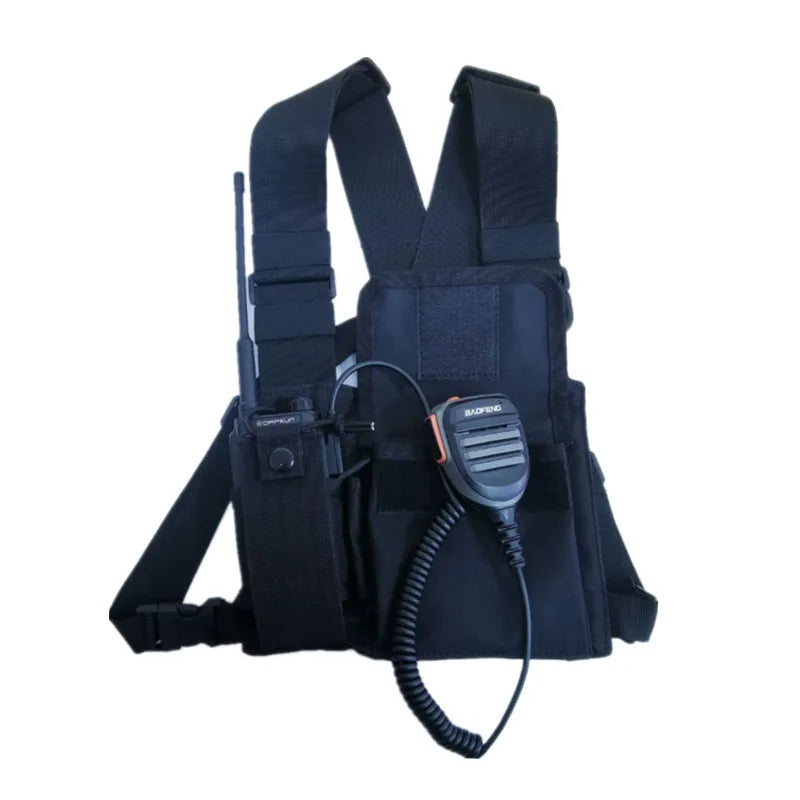 Two Way Radio Carry for CASE Reflective Walkie Talkie Shoulder Holster Vest Rig Chest Harness Holder Bag Front Pack Pouc K1KF